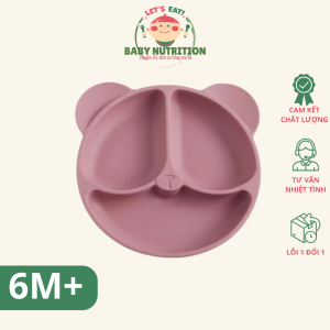 Khay ăn dặm silicon tròn 3 ngăn